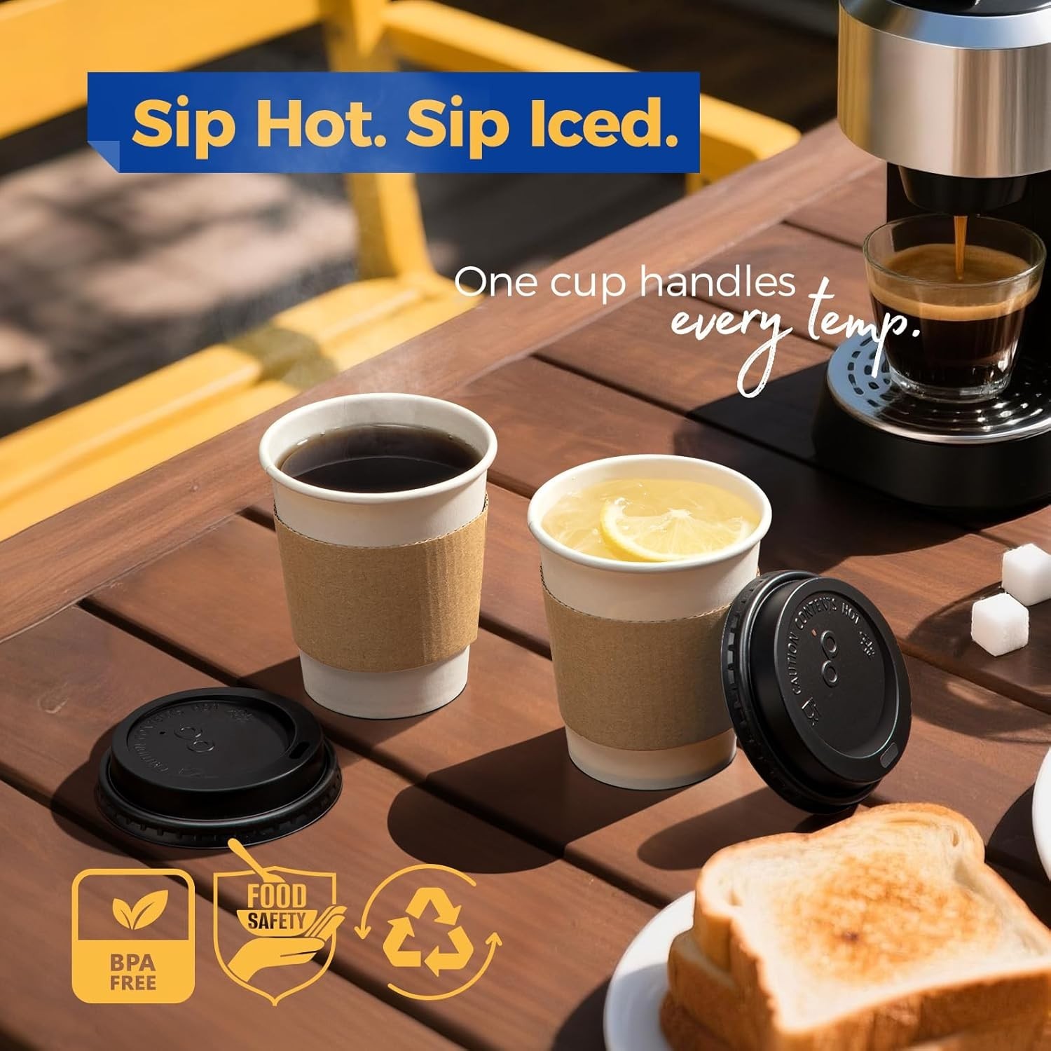 8 Oz Eco-Friendly Disposable Coffee Cups with Lids – Perfect for Home & Travel