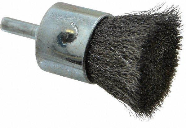 Weiler 1″ Brush Diam, Crimped, End Brush 1/4″ Diam Steel Shank, 22,000 Max RPM