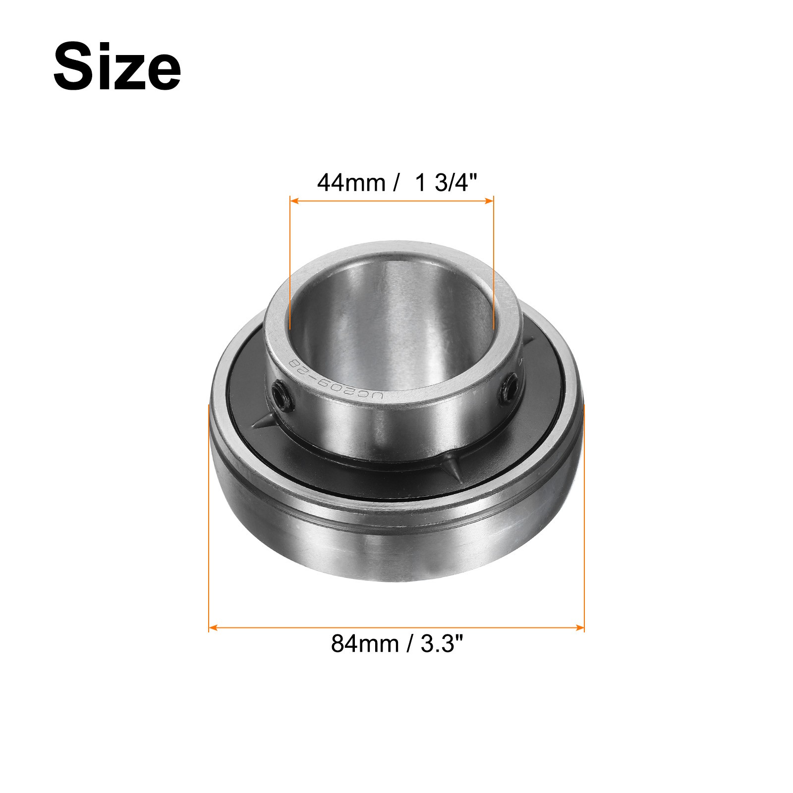 2pcs Ball Bearing Insert, Chrome Steel Gcr15 UC209-28 Bore 1 3/4″ Set Screws