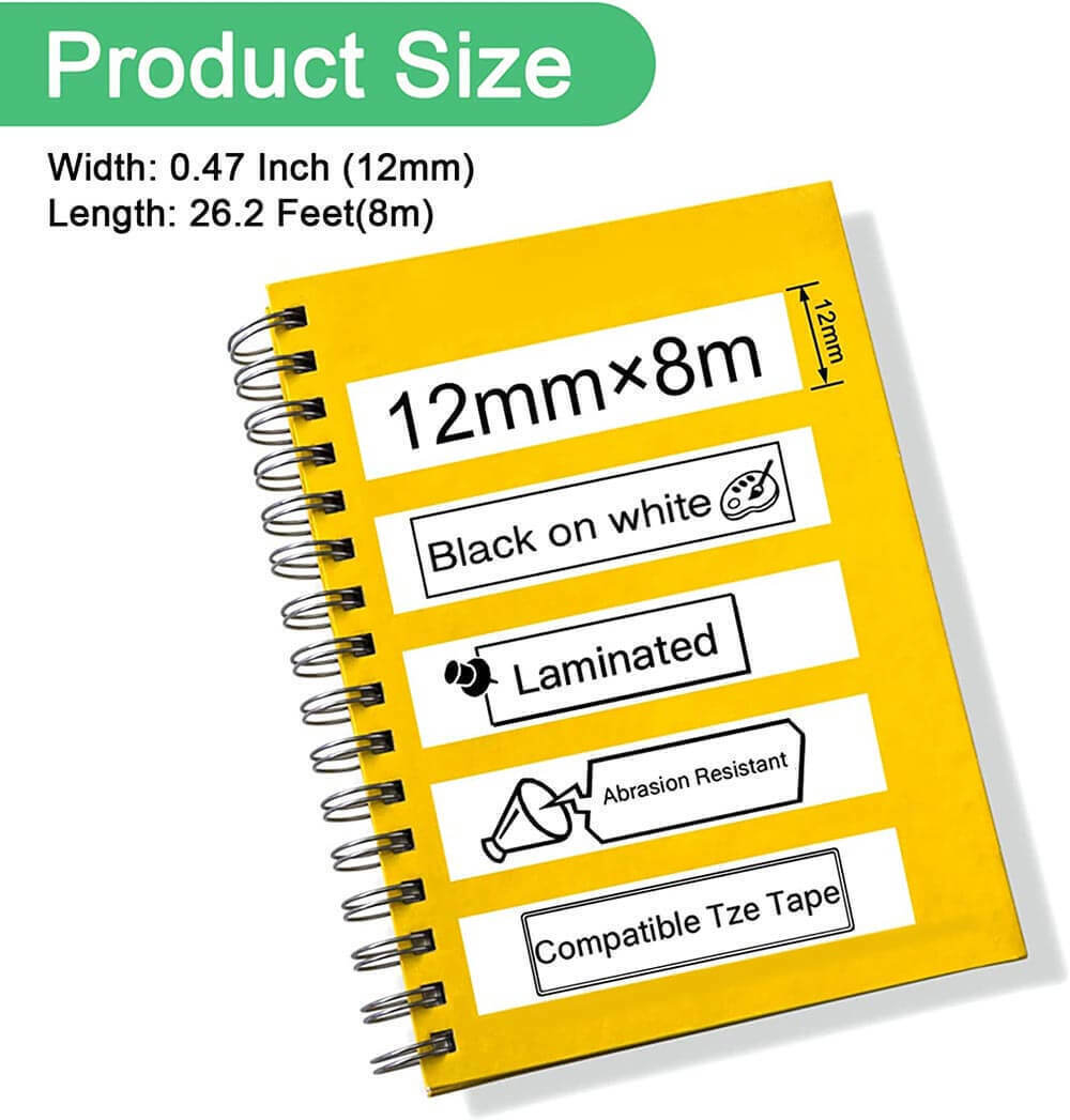 TZE-231 Compatible Brother Label Tape Replacement 12mm 0.47″ Standard Laminated