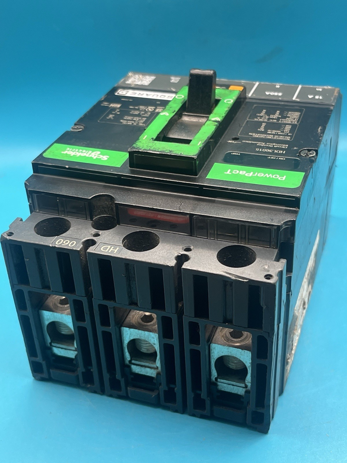 Square D HDL36015 Circuit Breaker, Powerpact H, 15A, 3 Pole, 600Vac