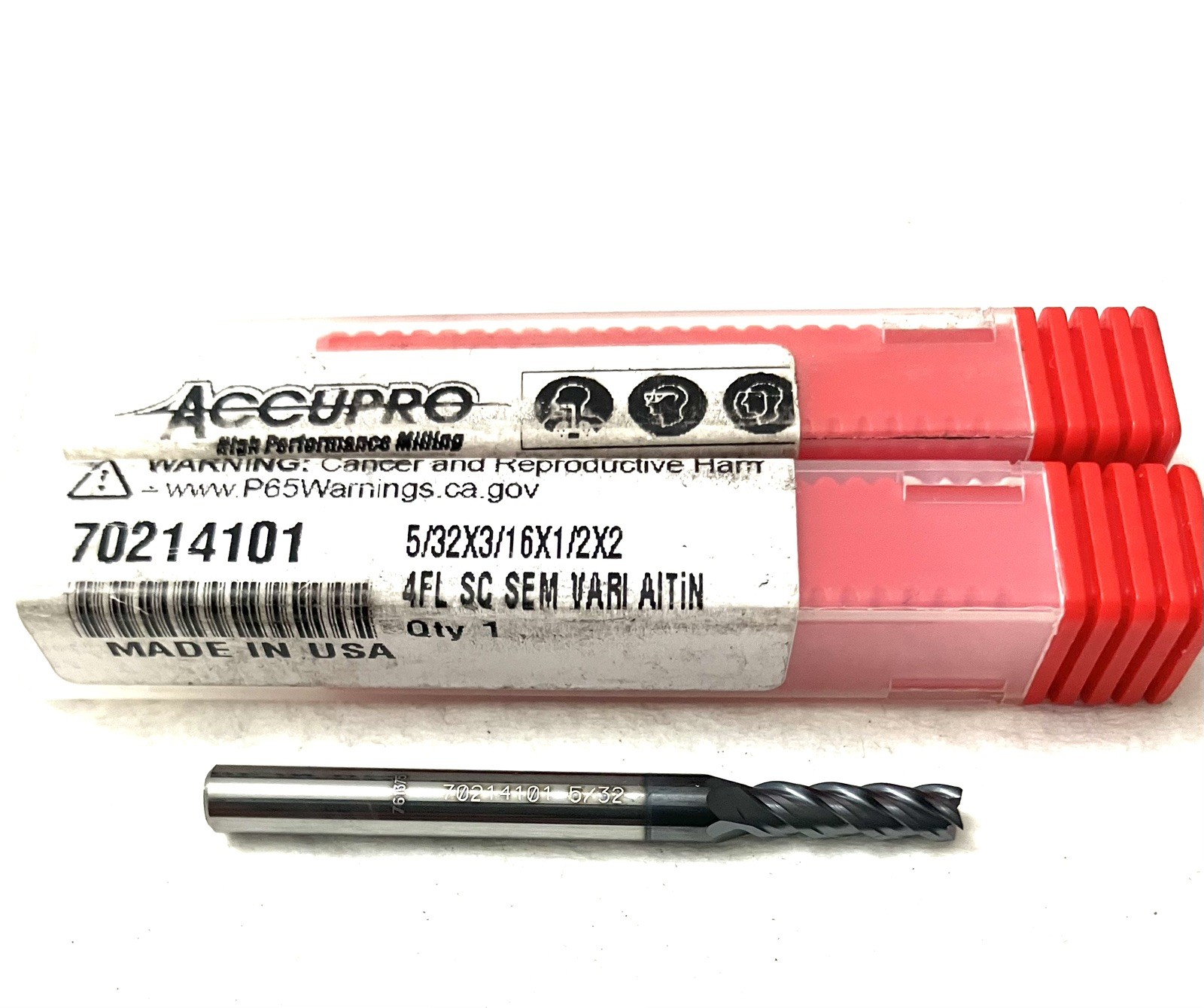 Accupro 5/32″ 4FL Square End Mill Solid Carbide AlTiN 70214101 NEW