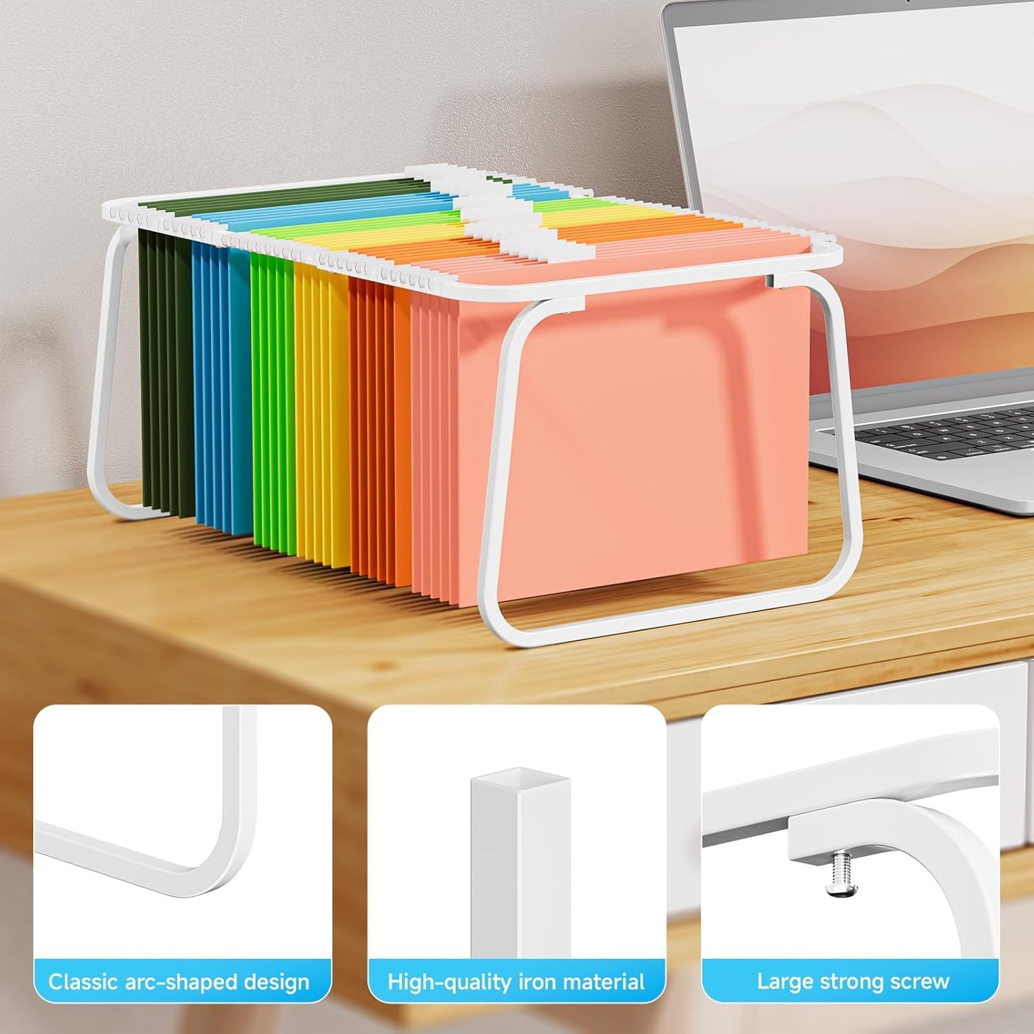 Hanging File Folder Frame, Adjustable Letter Size File Holder 16-25 Inches,
