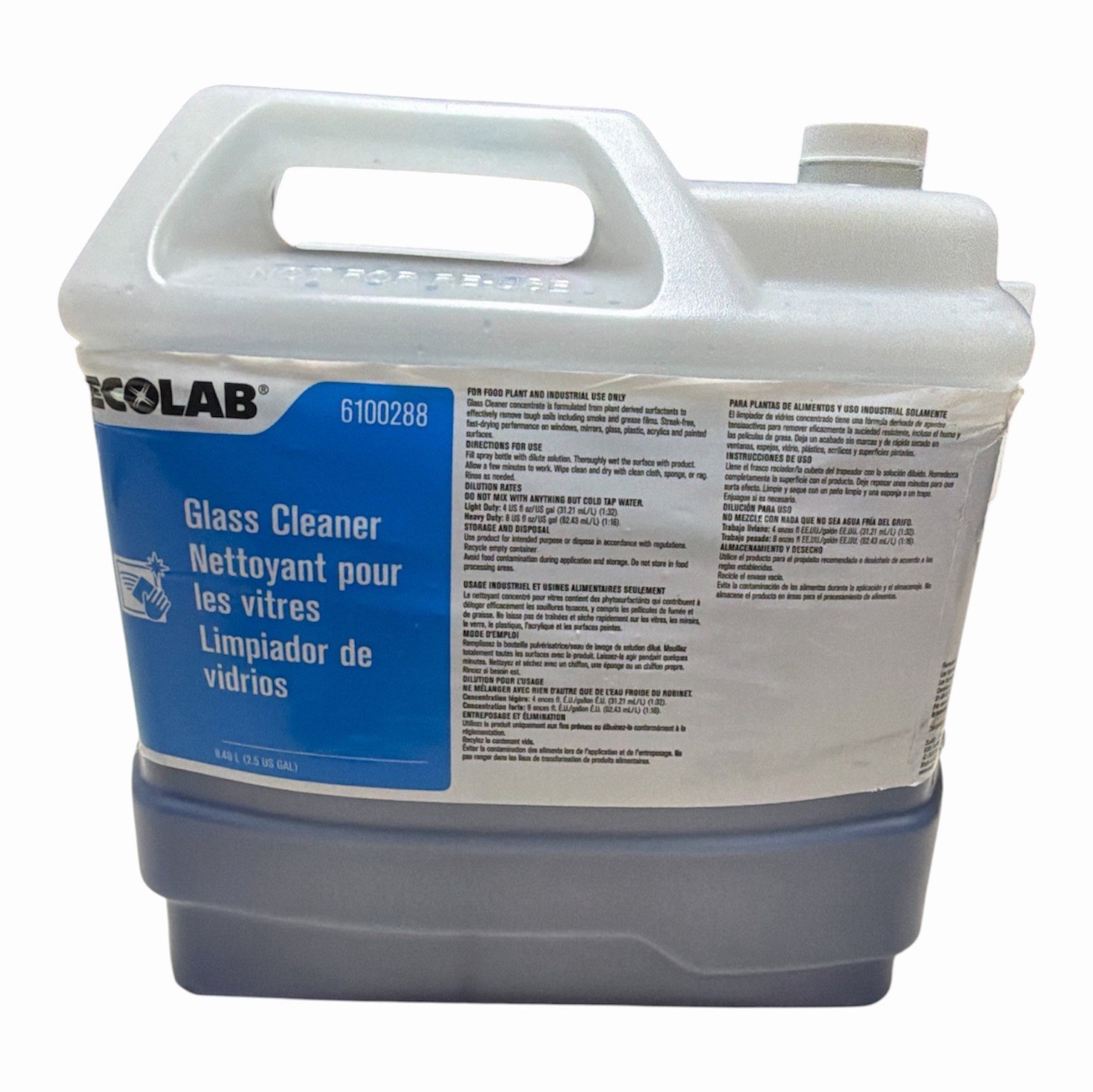 Ecolab Glass Cleaner Liquid 0.5 gal for Glass Surface, MPN 6100288
