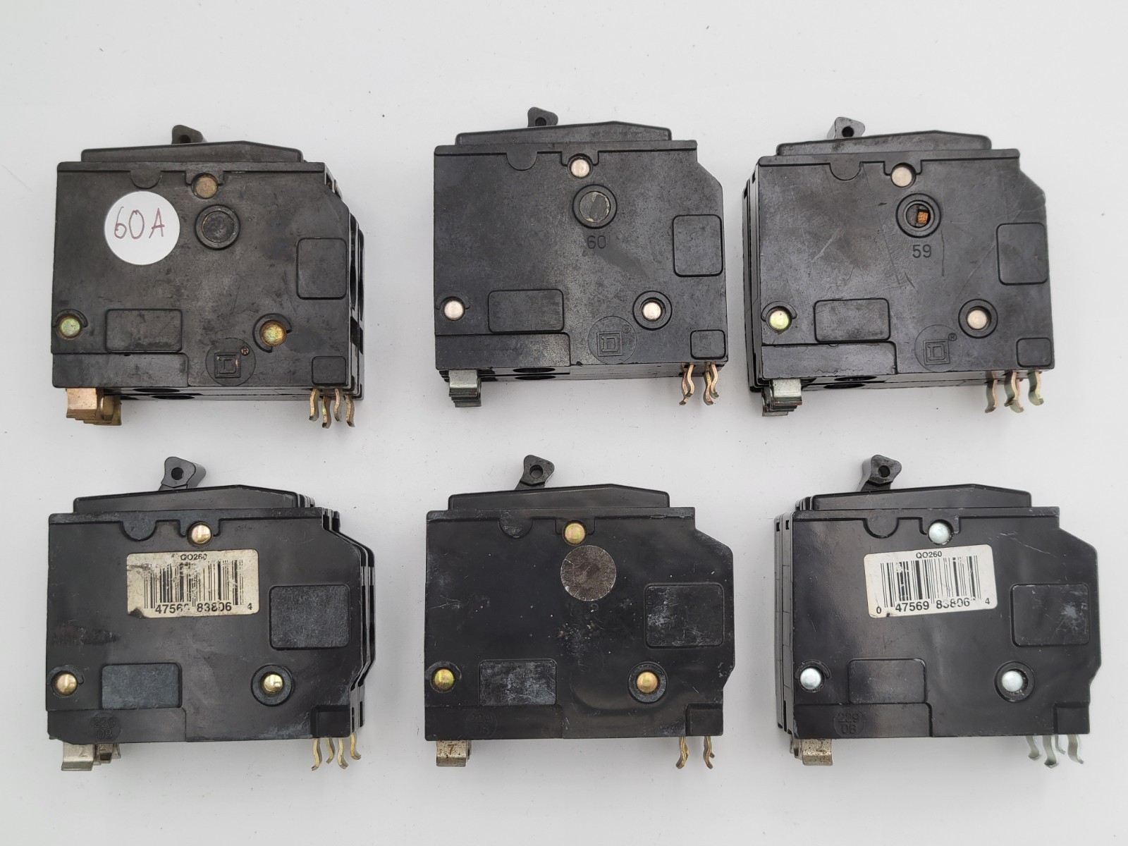 Square D QO260 60 A 2-Pole Plug-On 120/240V Circuit Breaker Type QO USED