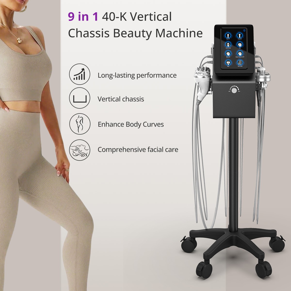Pro 9 in 1 Beauty Machine Body Massage Facial Skin Care Salon Grade Equipment