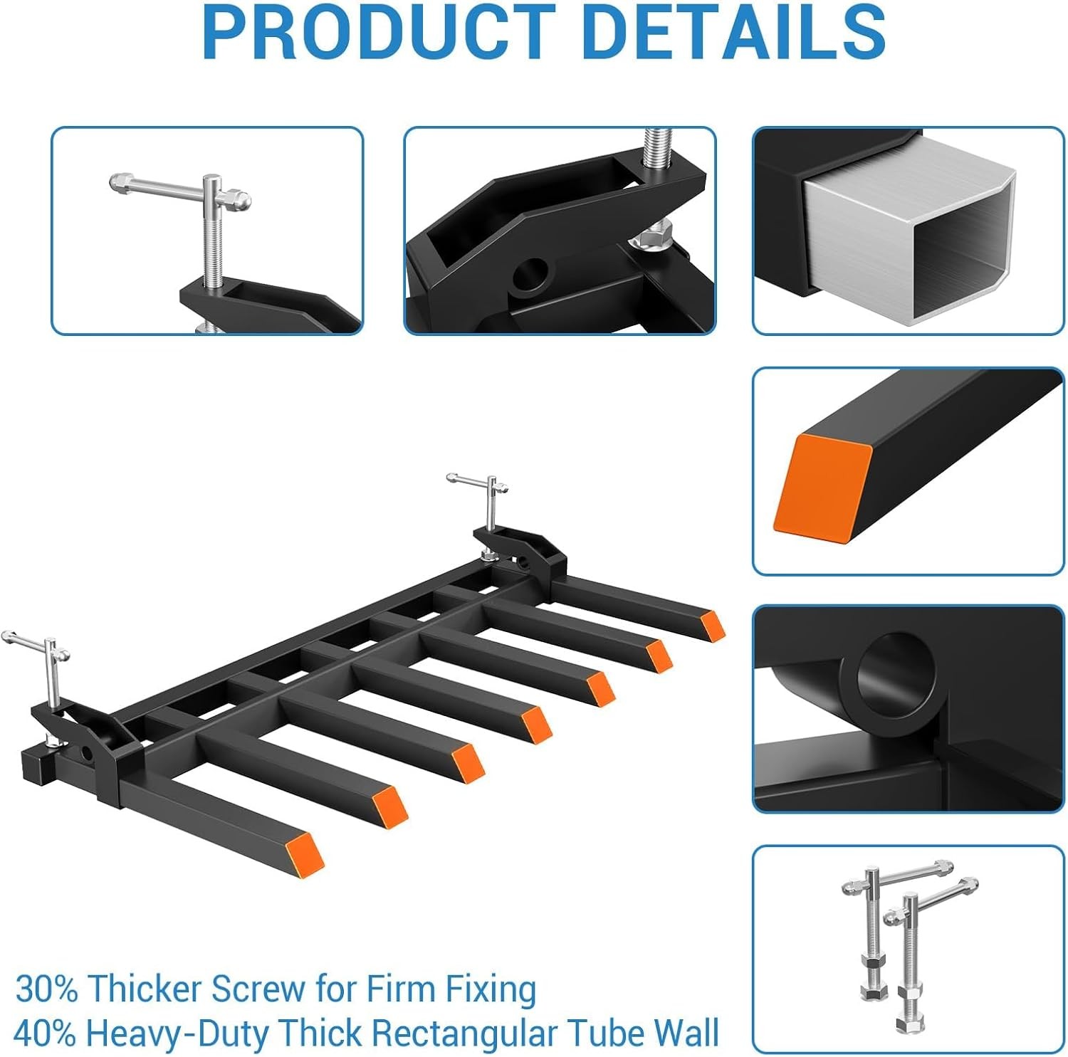 68″ Clamp On Debris Forks for Tractor, 5400 LBS Pallet Fork for Loader Bucket