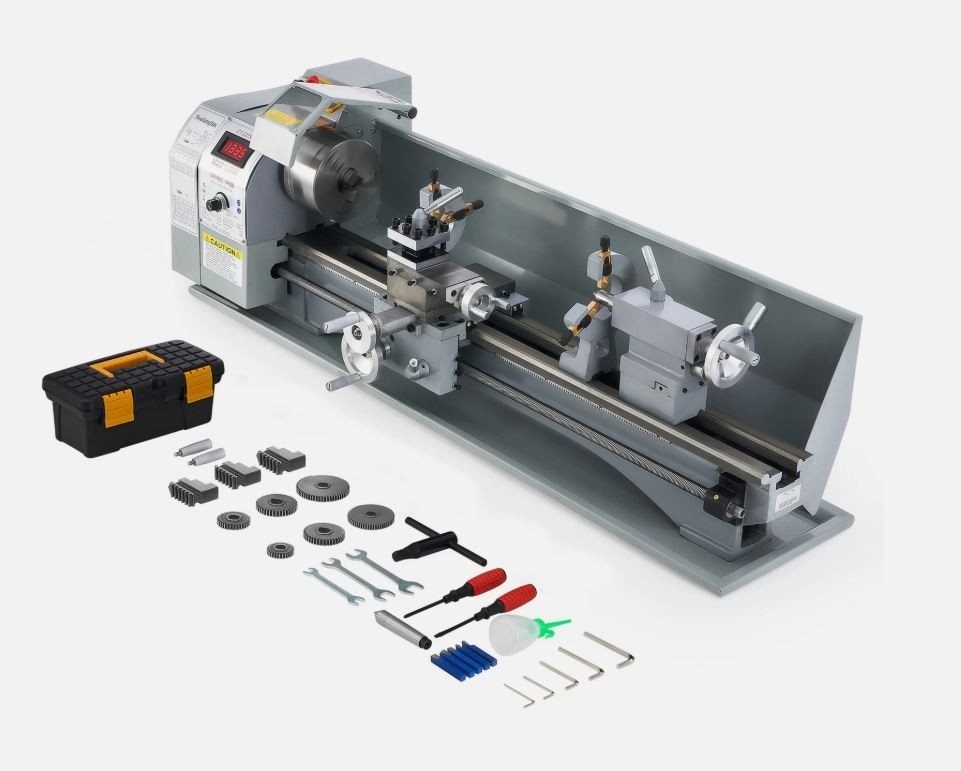 9×30″ Mini Metal Lathe 1100W DC Motor 3-Jaw Chuck LCD Display Metalworking