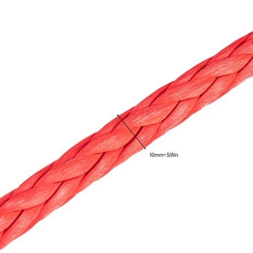 3/8″ x 100ft Synthetic Winch Rope with Hook – 23,809 lbs Breaking Strength
