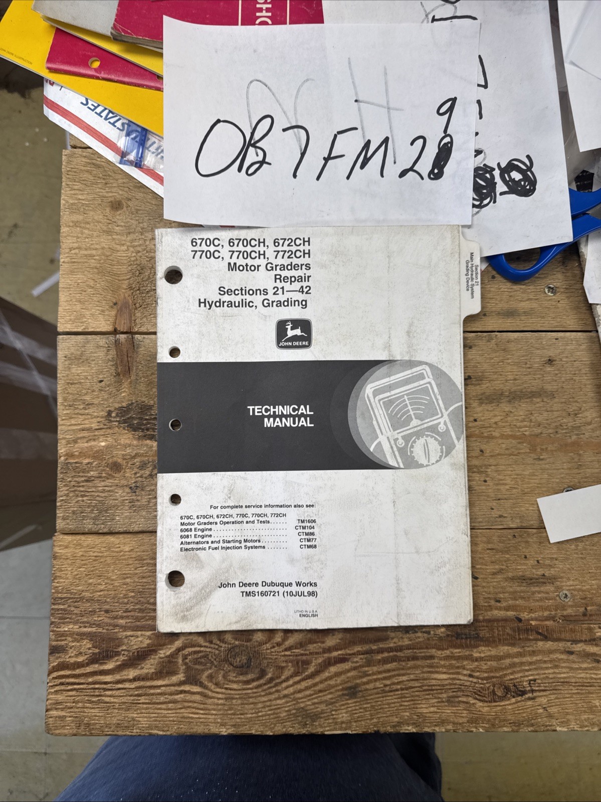 John Deere 772CH Motor Grader HYDRAULICS & GRADING Technical Repair Manual