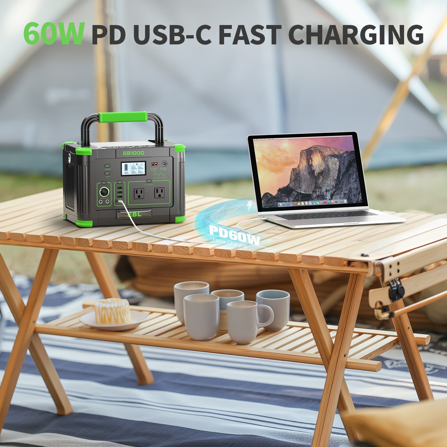 1000W 999Wh Portable Power Station Solar Charger Generator Supply Home Camping