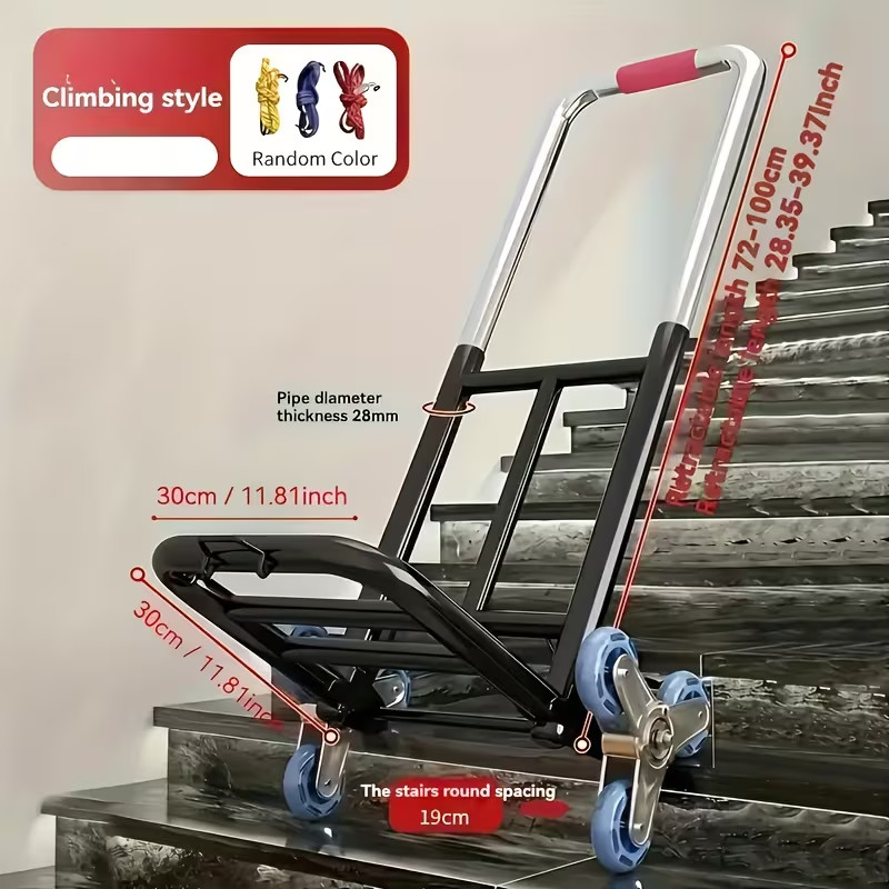 Heavy-Duty Folding Hand Truck with Adjustable Straps, Stair-Climbing Wheels