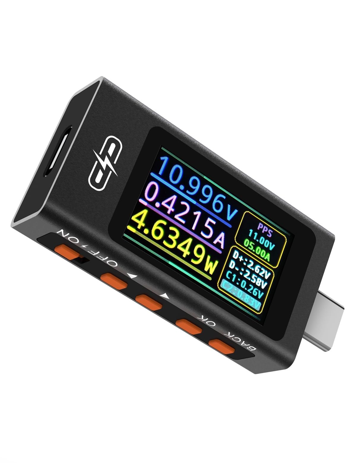 USB C Cable Tester 3.3-40V 0-12A Voltage Current Power Meter, Fast Charging Prot