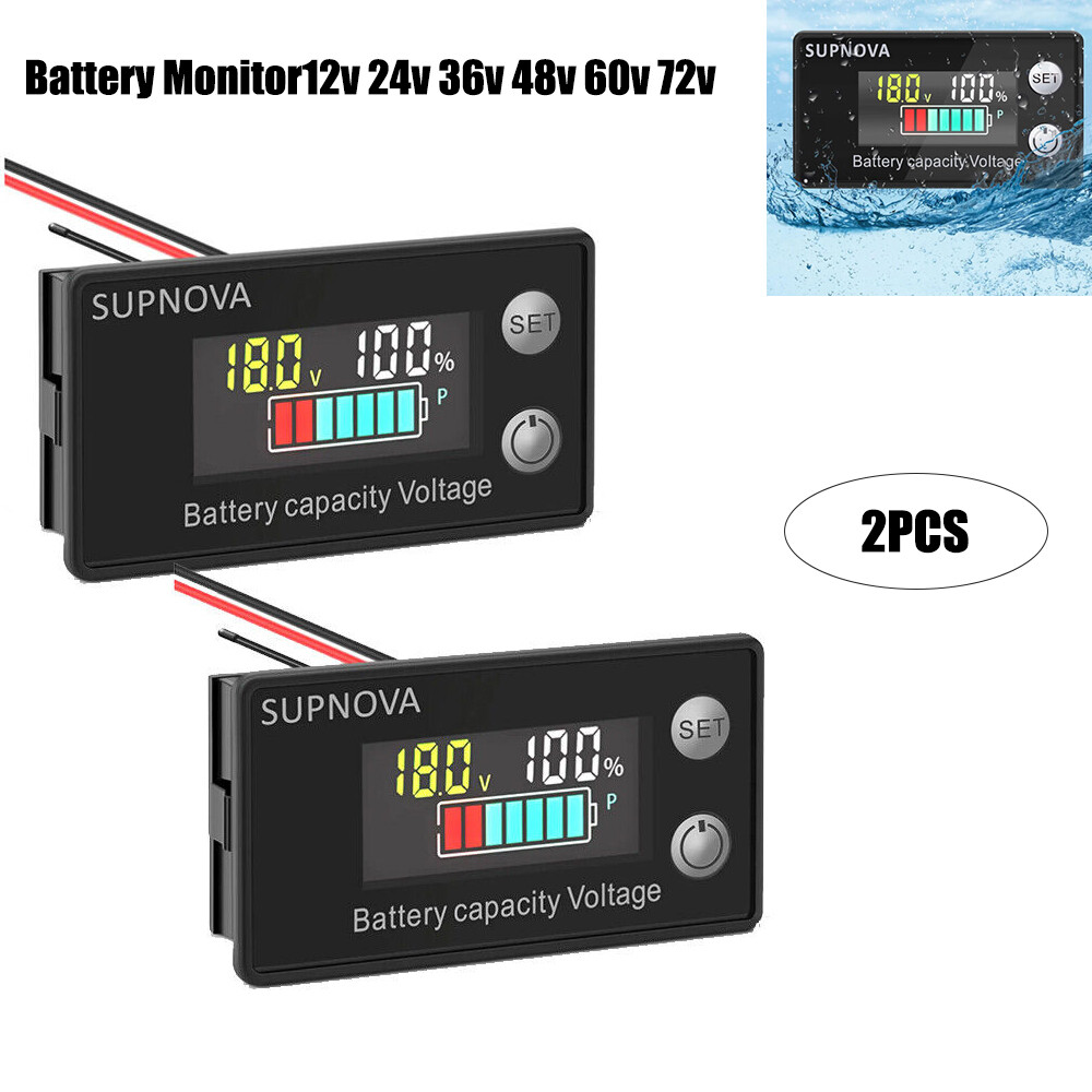 2x12v 24v 36v 48v 60v 72v Battery Monitor,Car Golf cart Battery Indicator Meter