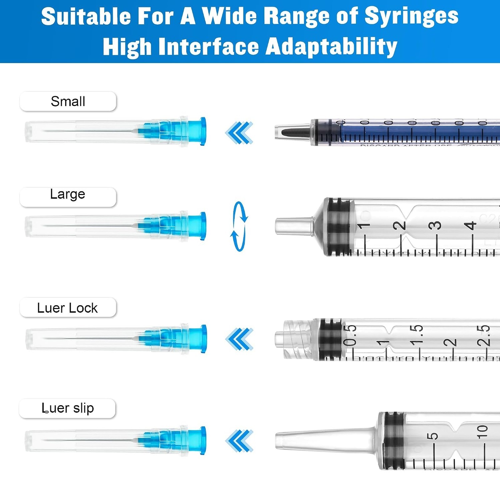 23 Gauge 1 Inch Needle Pack of 100 Disposable Luer Lock Lab Dispensing