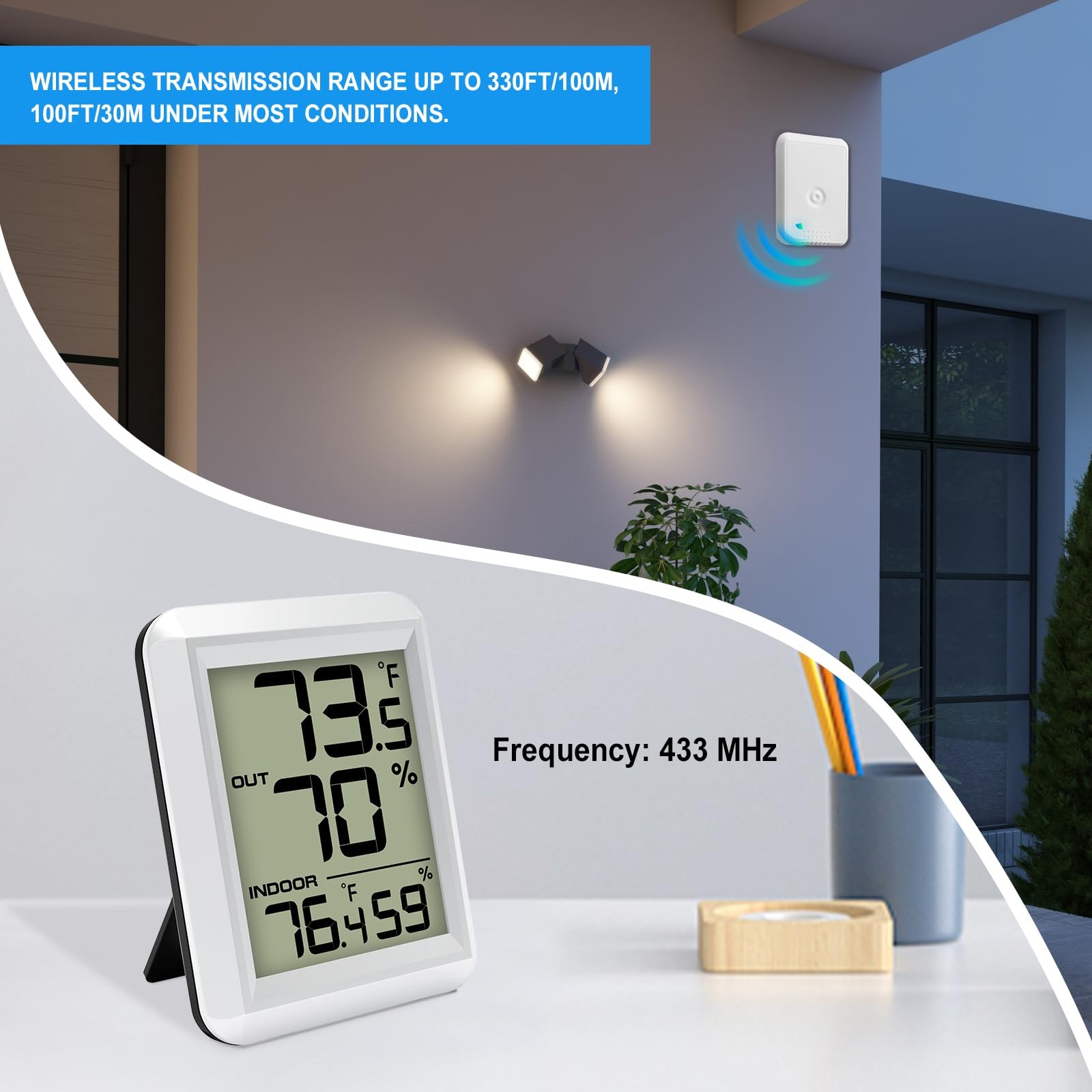 Indoor Outdoor Thermometer Hygrometer Wireless, Digital Temperature Humidity …