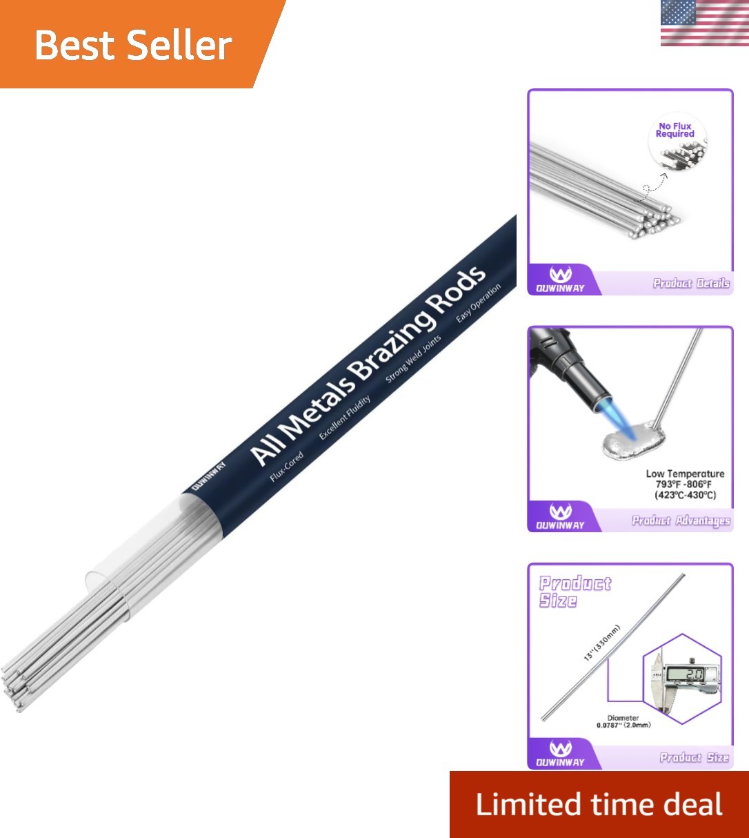 All Metal Brazing Rods,1/16»x13» Flux Core All Metal Brazing Rods All Metal…
