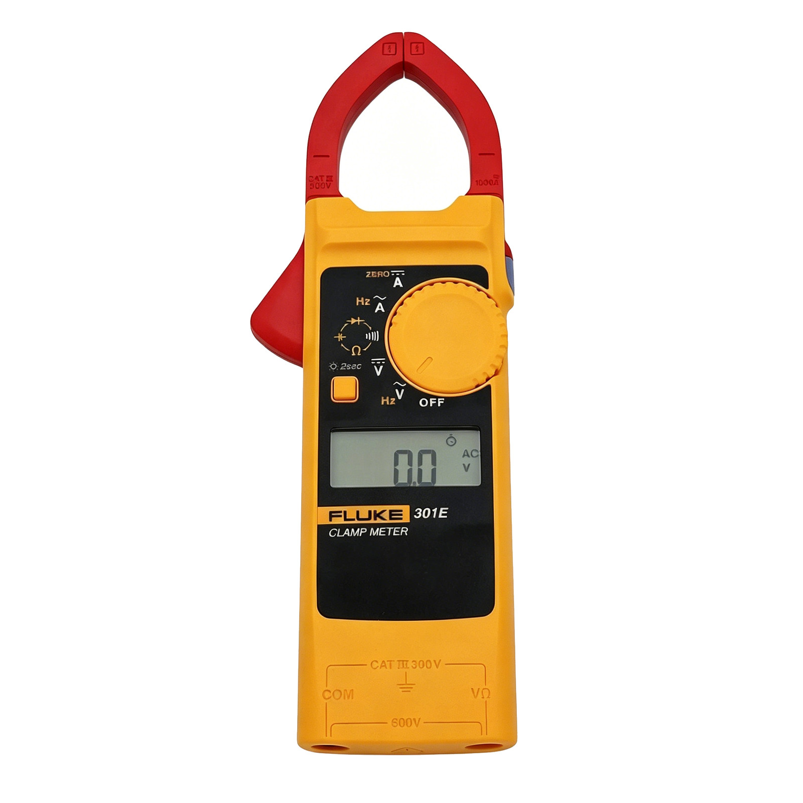 Fluke 301E AC/DC Clamp Meter 1000A AC/DC Voltage 600V Backlight Resistance Diode
