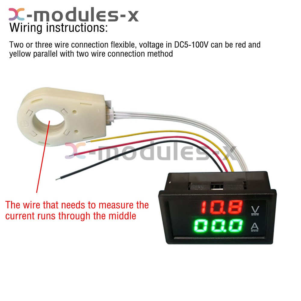 DC0-300V 50/100/200/400A Digital Current Voltage Meter Hall Ammeter Voltmeter