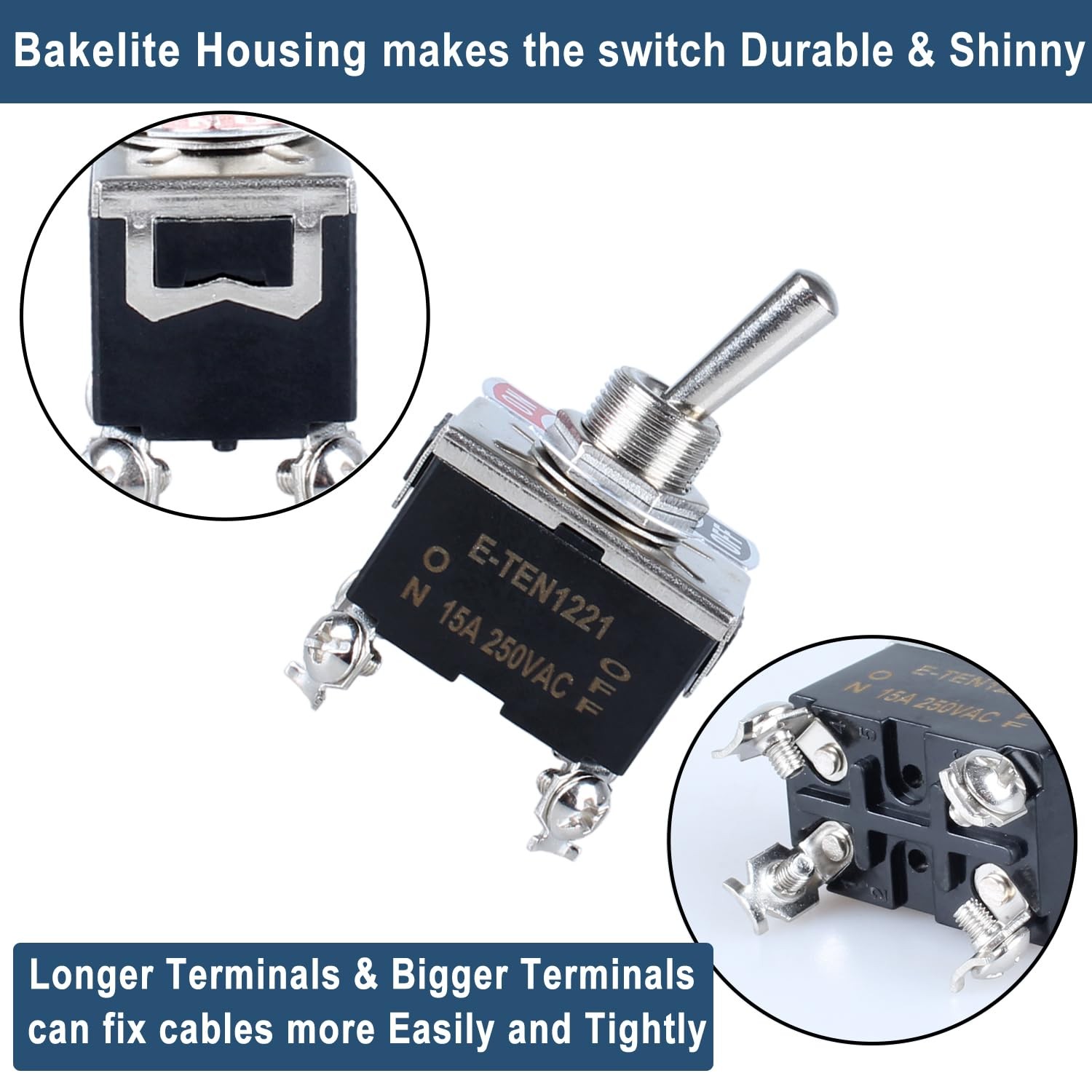 2pcs Latching Heavy Duty Rocker Toggle Switch DPST 2 Positions 4 Pins ON/Off …