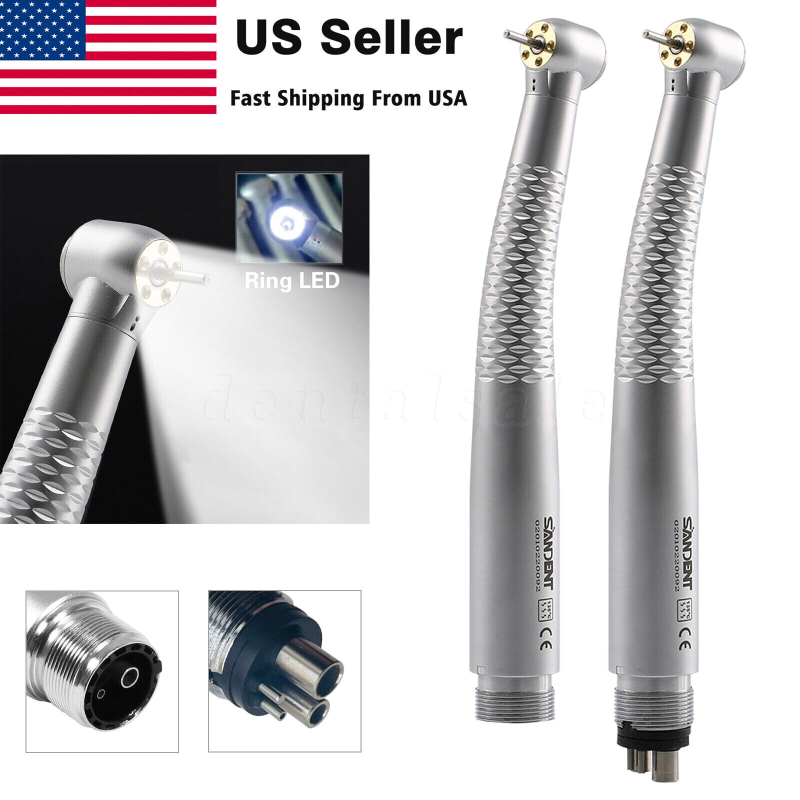 Dental 5 LED High Speed Handpiece With 1 Water Spray Air Turbine W Type