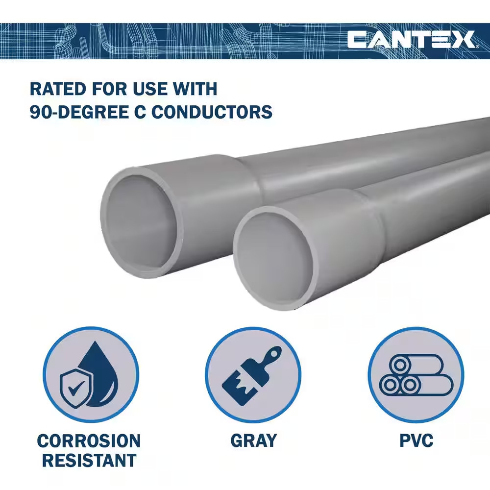 1-1/2 In. X 10 Ft. Gray Non-Metallic PVC Schedule 40-Conduit
