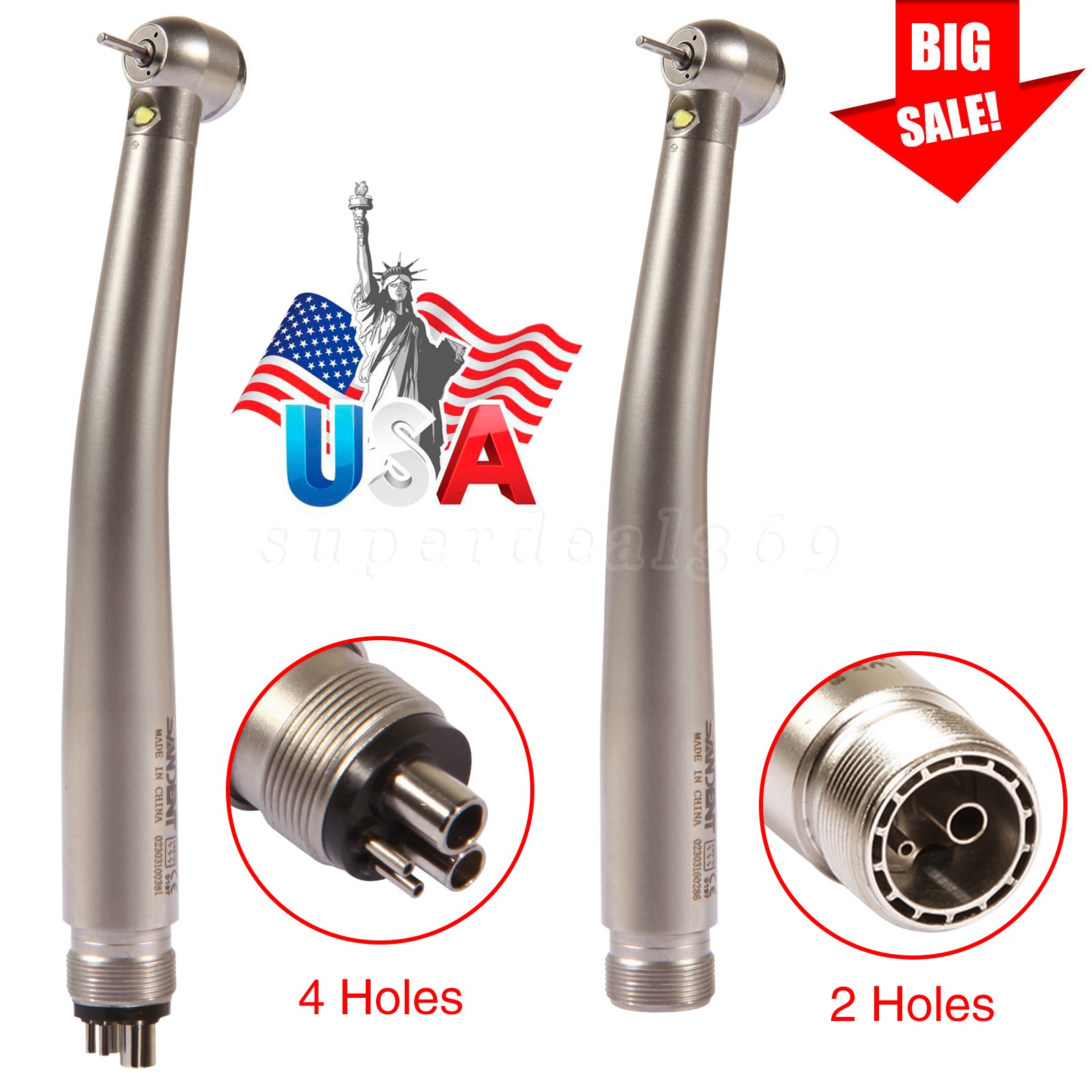 Dental High Speed Handpiece LED Type Turbine 2/4 Holes E-generator Triple Spray