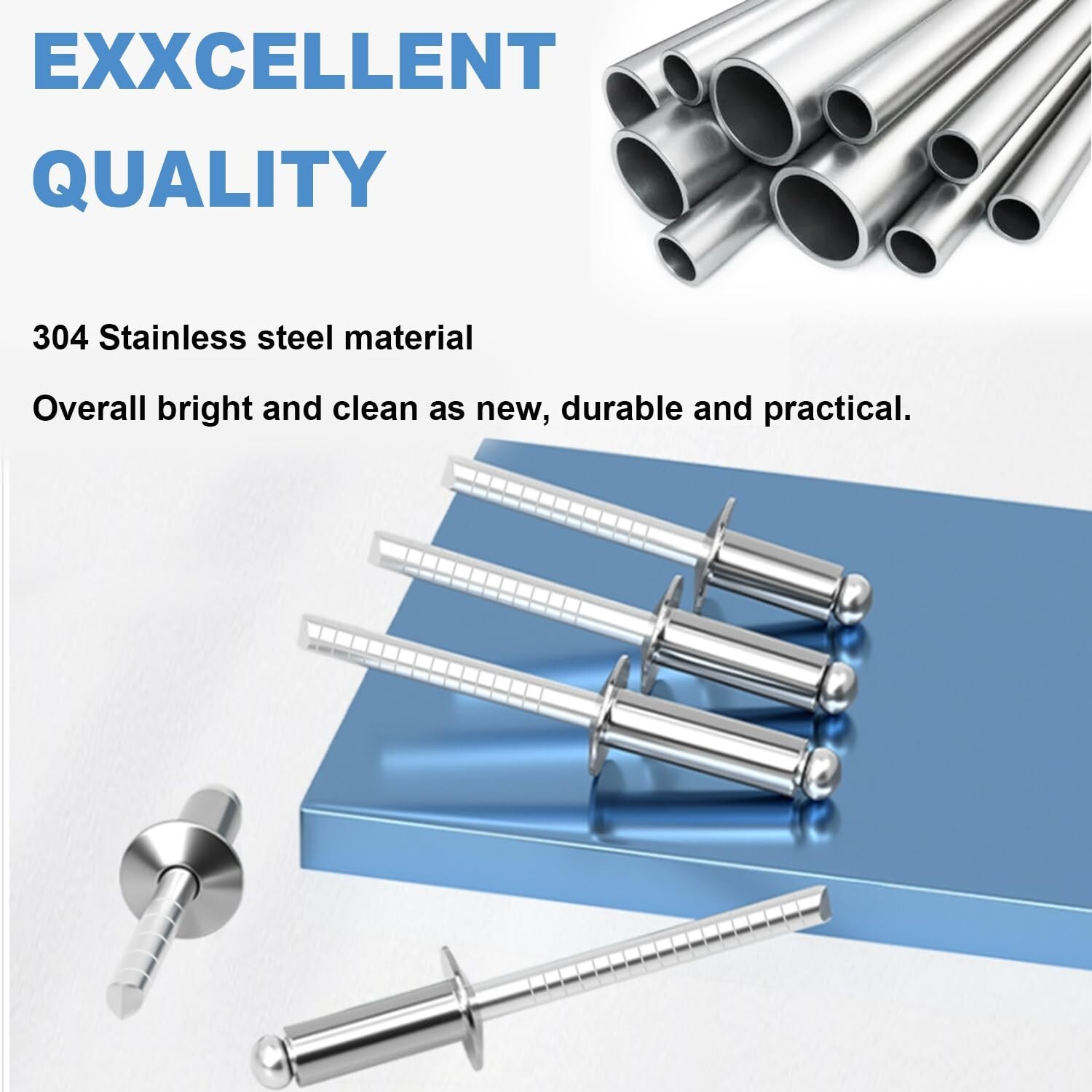 Seept 110pcs 7-Sizes 304 Stainless Steel Pop Rivets Assortment Kit 1/8″5/32″3