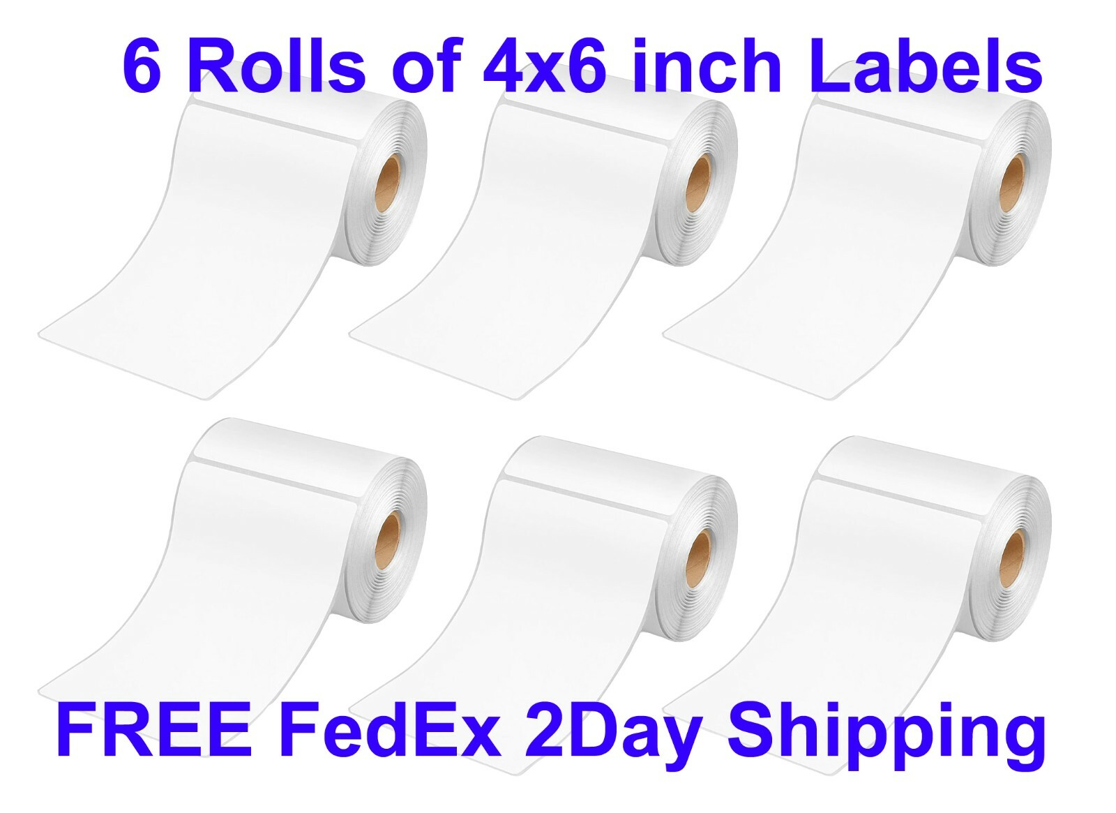 6 Rolls 4×6 Direct Thermal Shipping Labels – 250 per roll – 1,500 labels