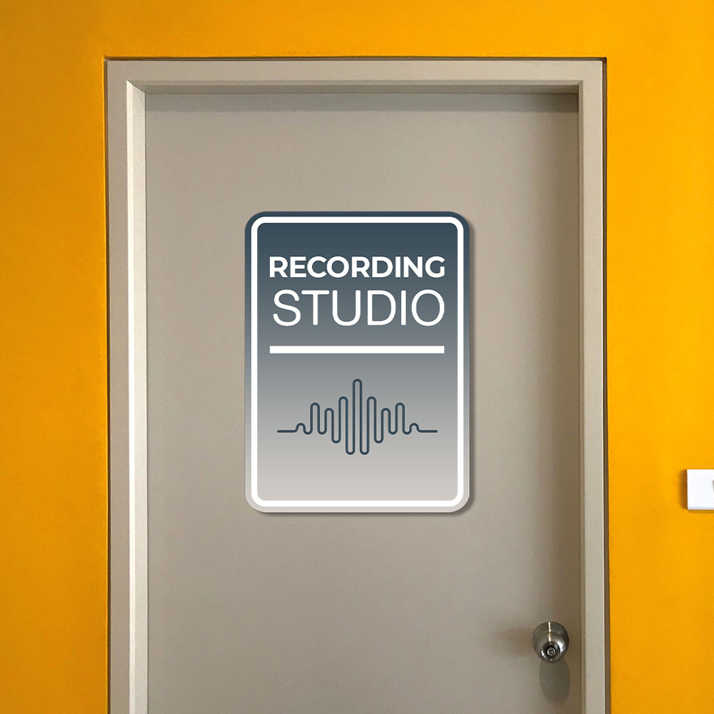 Portrait Round Plus Recording Studio Wall or Door Sign | Music Decor