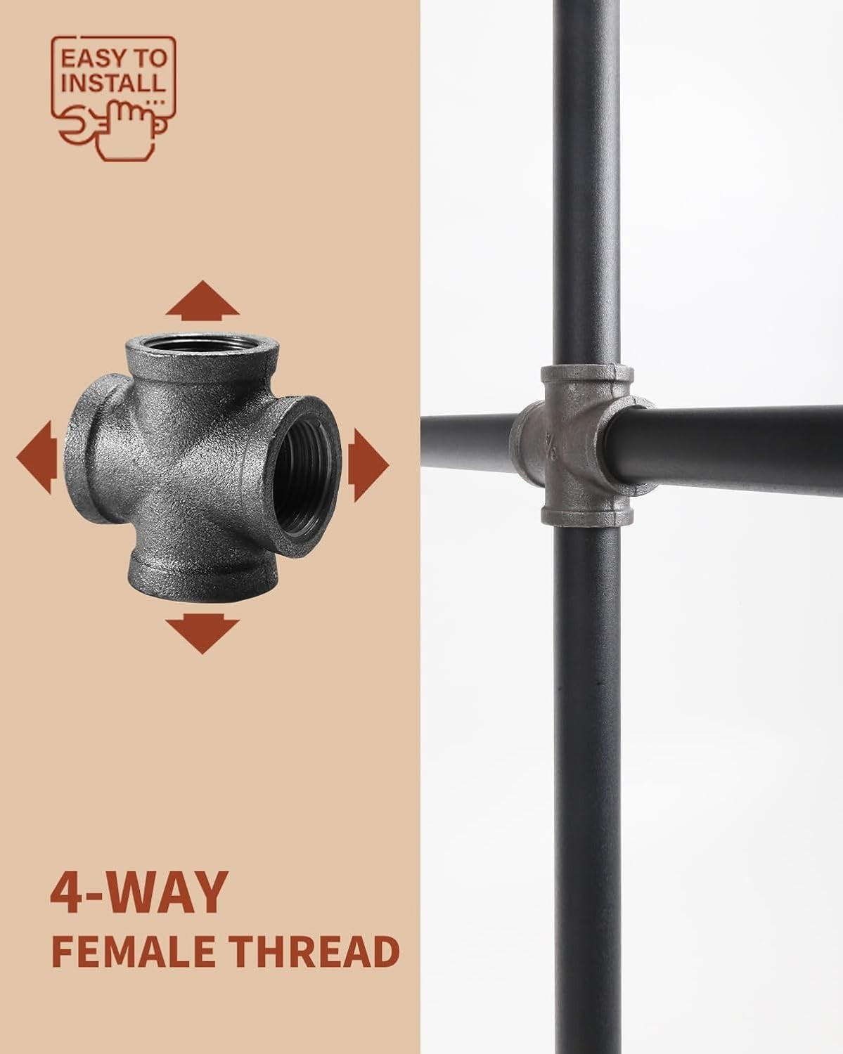 Cast Iron Cross Fitting Connector Compatible With Vintage Pipe Fixtures 1 Pack