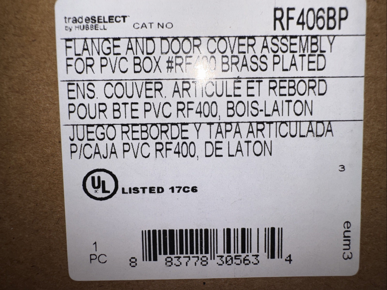 Hubbell Trade Select RF406BP Floor Flange & Door Cover Asm**FAST FREE SHIPPING**