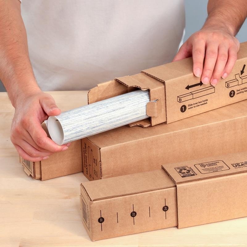 Recycled Telescoping Square Mailing Tube 20 To 38 Inch Kraft Corrugated 6 Pack