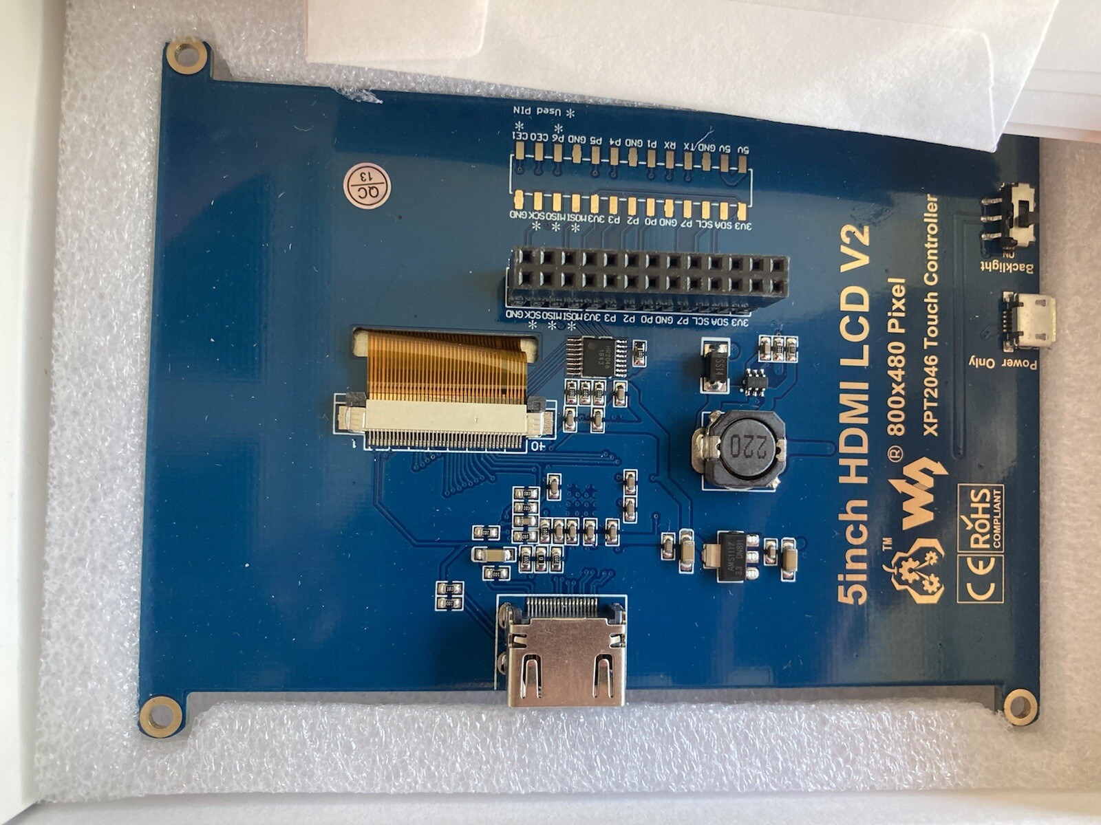 800×480 5inch Resistive Touch Screen HDMI LCD I/Os Interface for Raspberry Pi