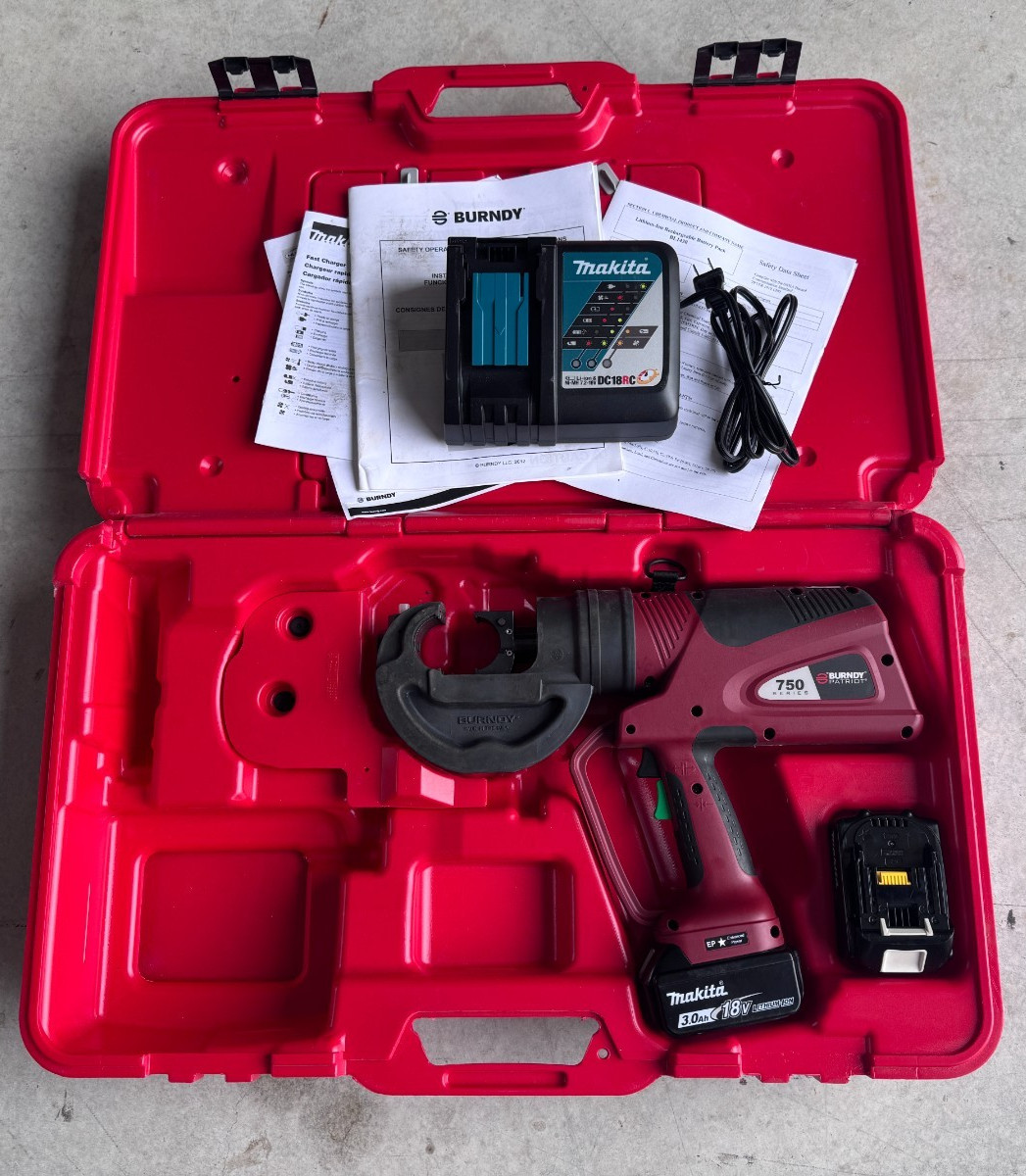 Excellent, Burndy PAT750-LI Hydraulic Crimper Patriot Crimping Tool w/ Batteries