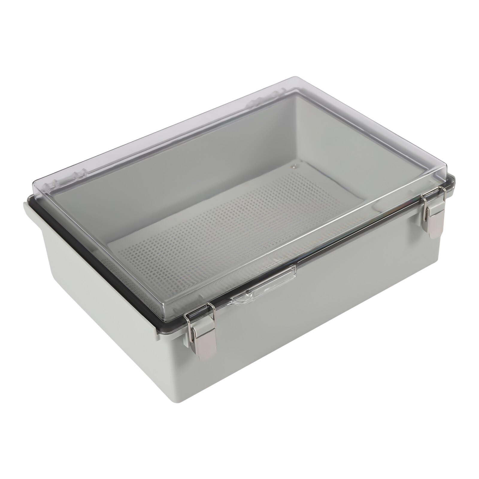 Wall Mount Hinged Cover Junction Box with Stainless Steel Latch and Clear Lid