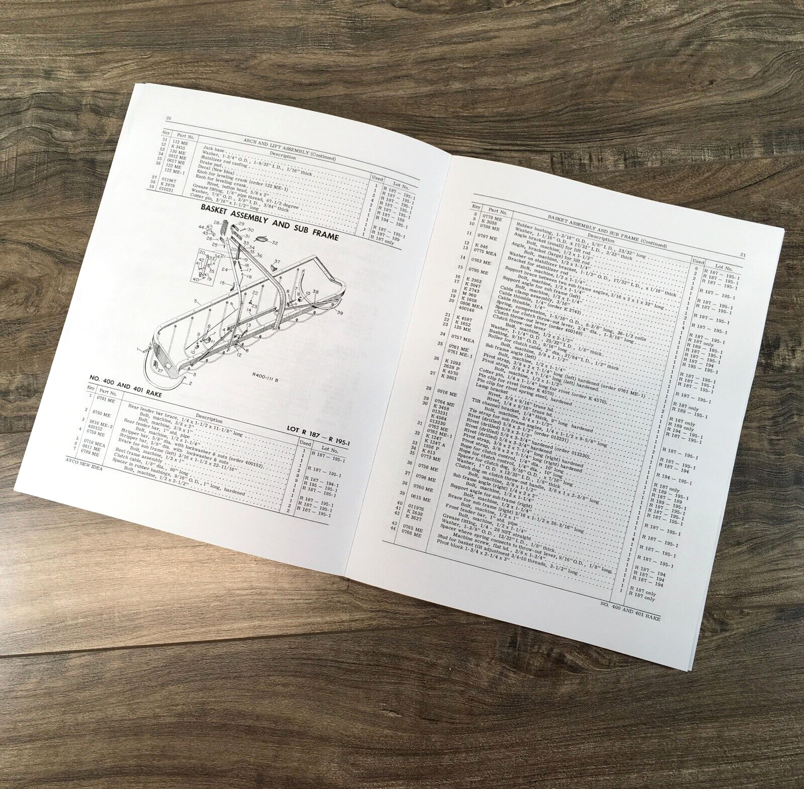 New Idea 402 5 Bar 403 4 Bar Parallel Side Rake Operators Manual Parts Catalog