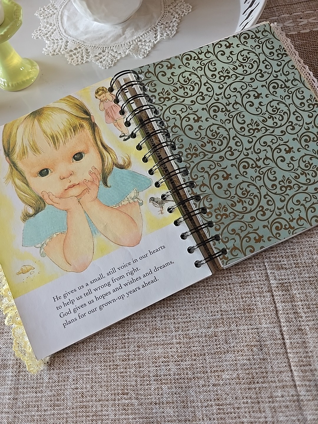 LGB About God Hardcover Junk Journal Wire Bound Scrapbook Vintage Upcycled Book