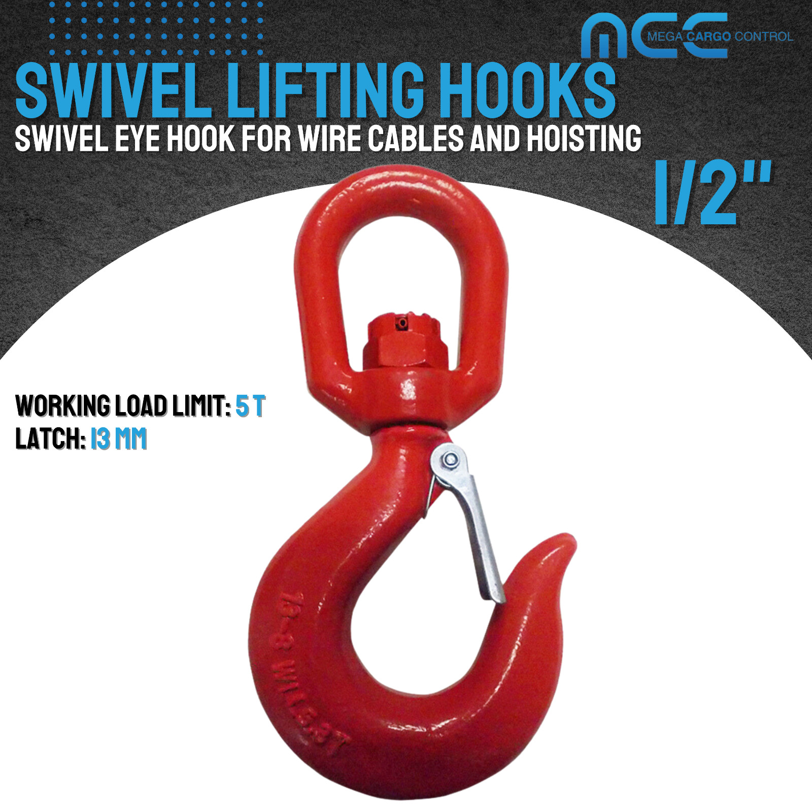 G80 Heavy Duty 1.2T – 5T Swivel Lifting Hook w/ Latch for Lifting Hoist Rigging
