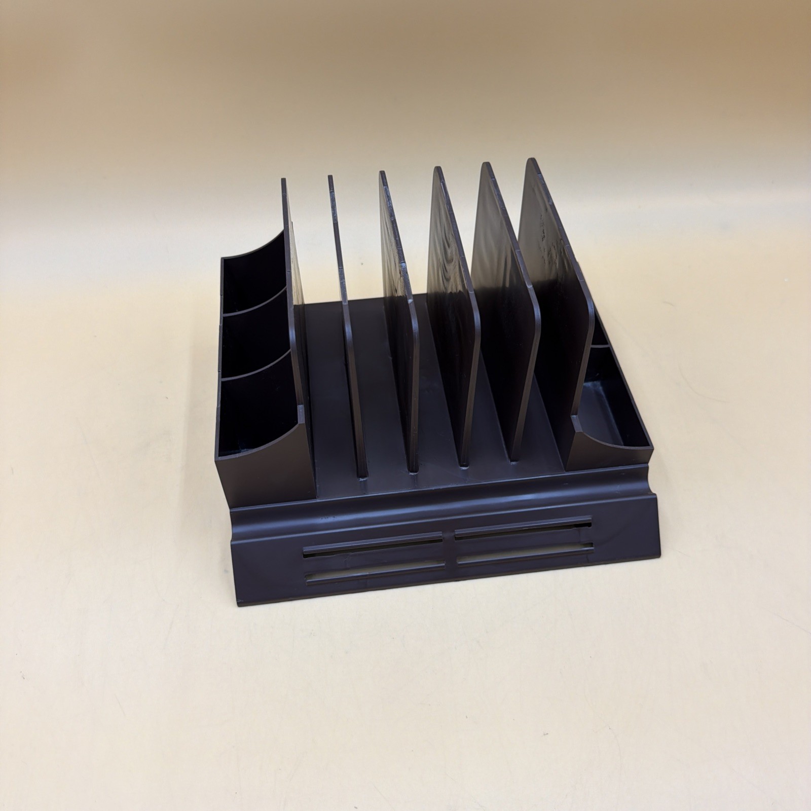 Vintage Action Industries Brown Plastic Desk Organizer Letter File Sorter 1970s
