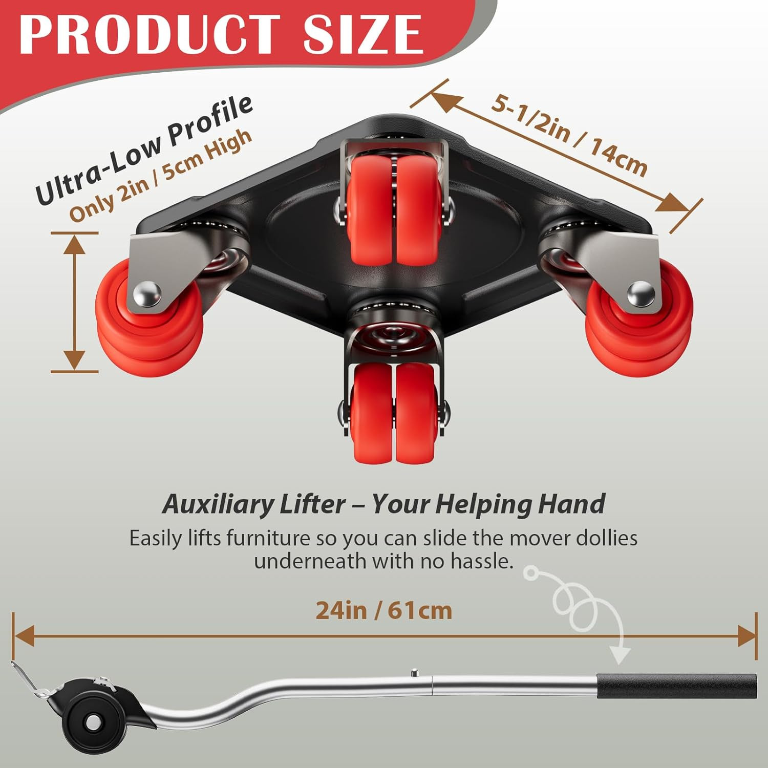 Furniture Mover Ultra 8 Wheels Heavy Item Moving Tool Dolly 1650 Lbs Capacity