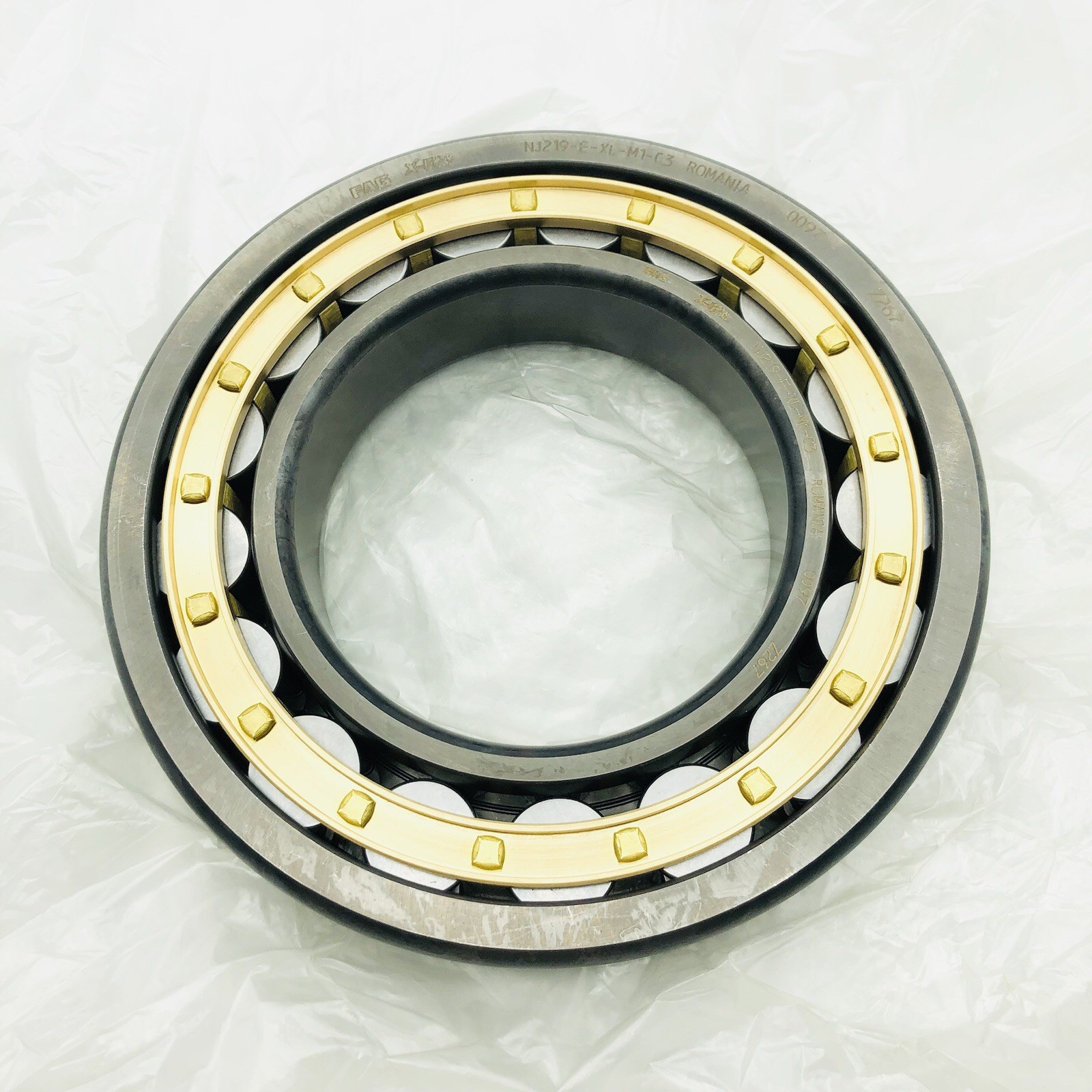 FAG NJ219E-M1-C3 Cylindrical Roller Bearing, Single Row, Straight Bore,Brass