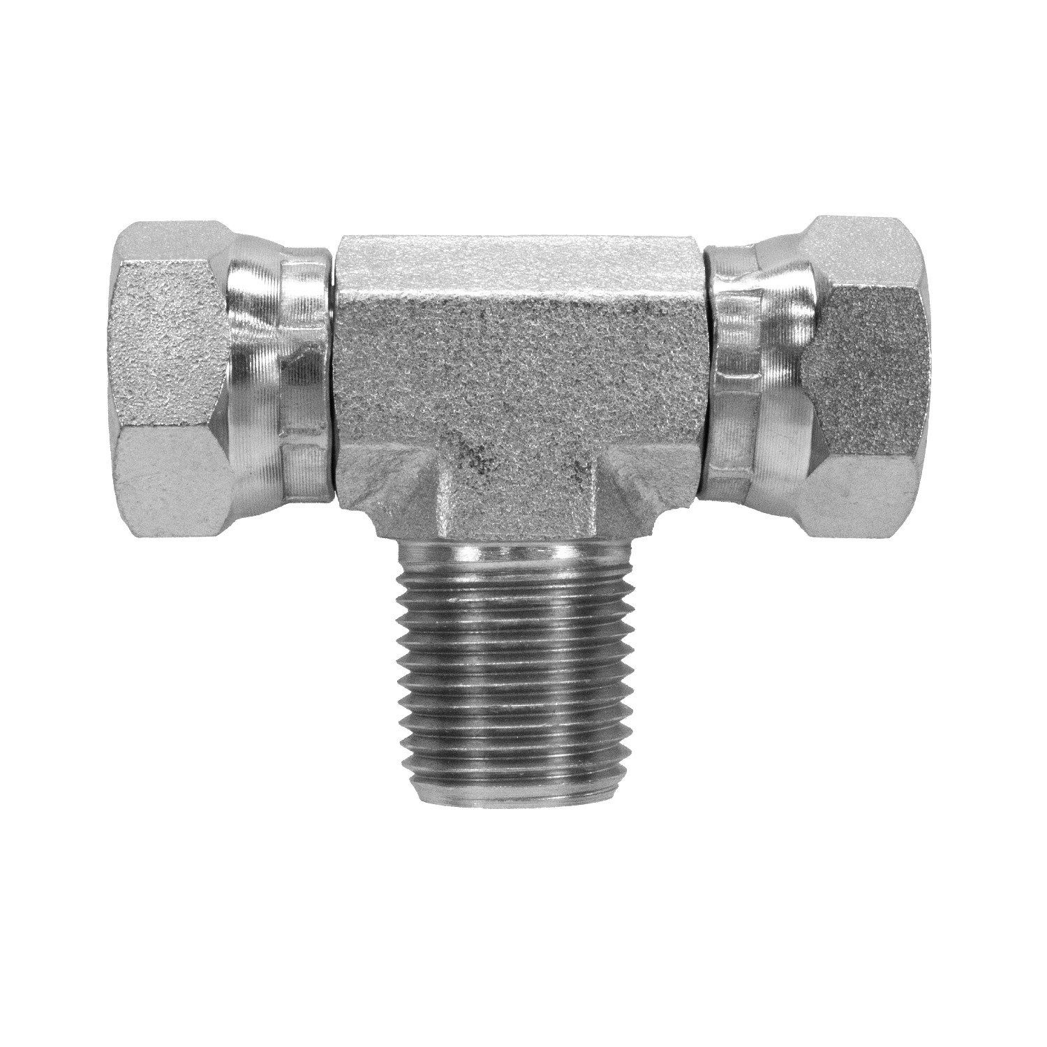 1601-06-06-06 Hydraulic Fitting 3/8″ Male Pipe x 3/8″ Female Pipe Swivels Tee