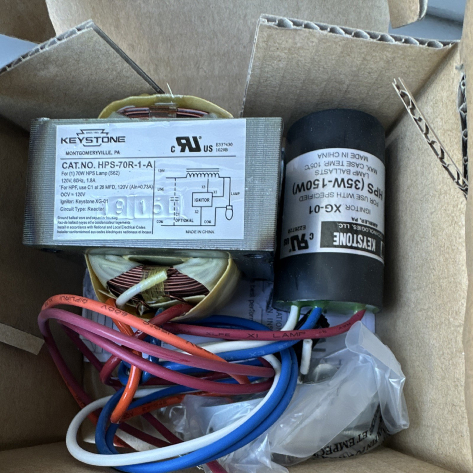 Keystone HPS-70R-1-A Lamp Ballast Kit & Starter Set for 70W HPS Lamp