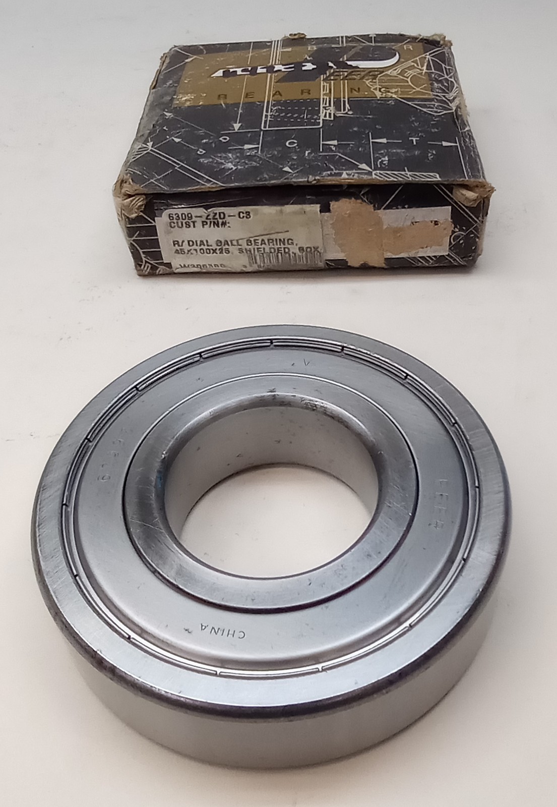 Peer 6309-ZZD-C3 Ball Bearing Deep Groove 45 x 100 x 25mm 6309ZZDC3
