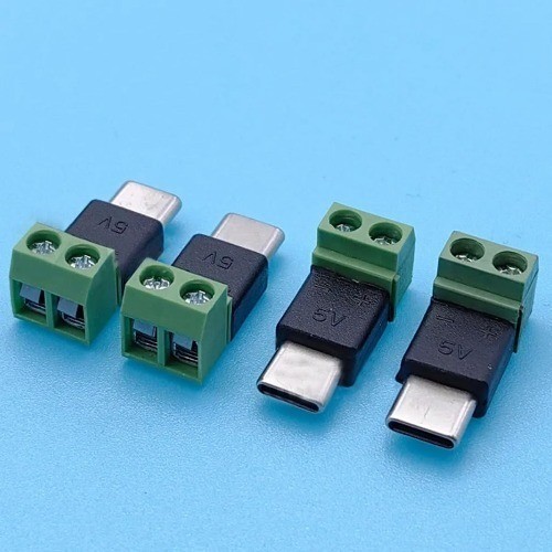 Type C Male 2 Pin Screw Terminal Adapter 5V USB C Pin Solderless C Size: 10PCS