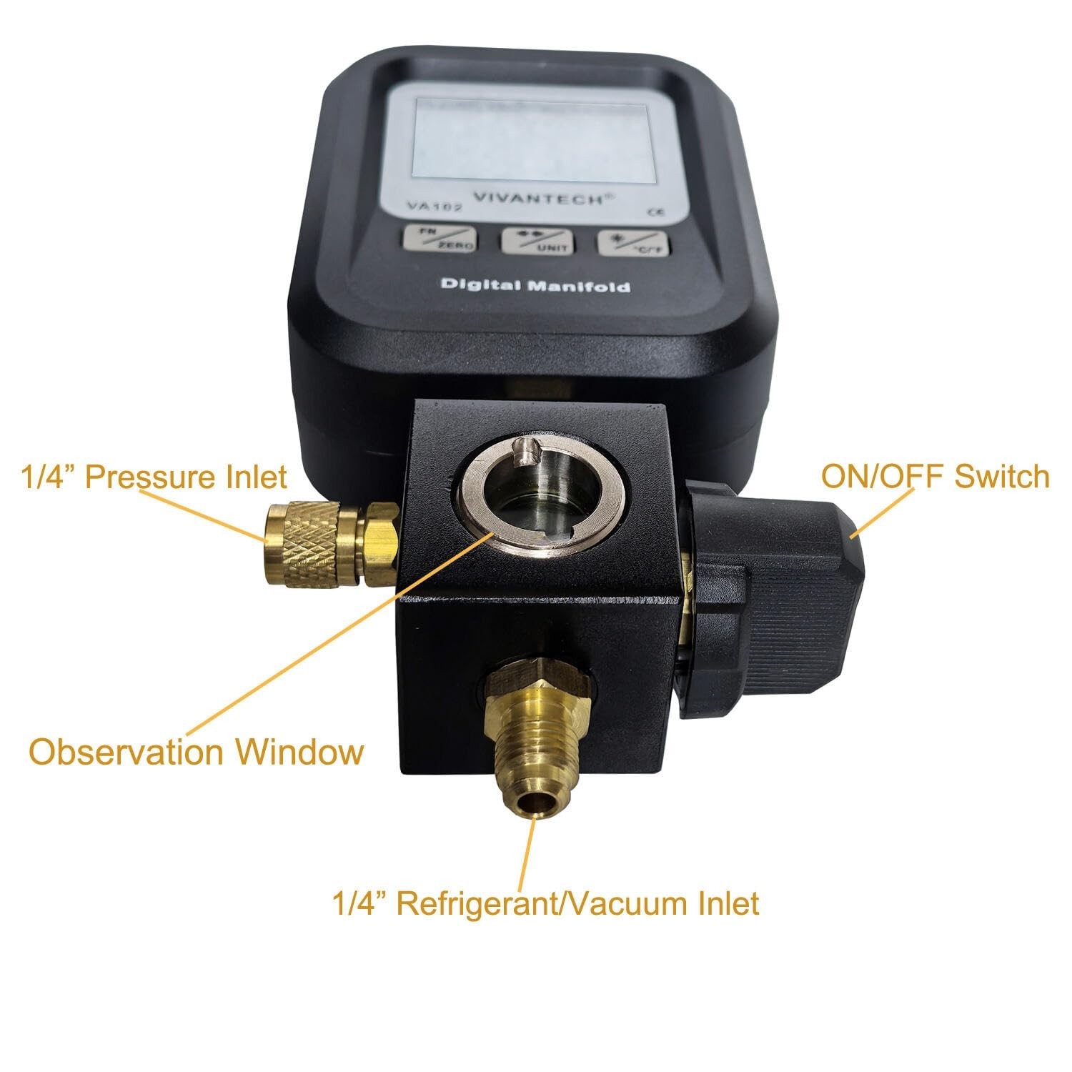 High-Accuracy Digital HVAC Gauge with Backlit LCD & 24 Refrigerants Database