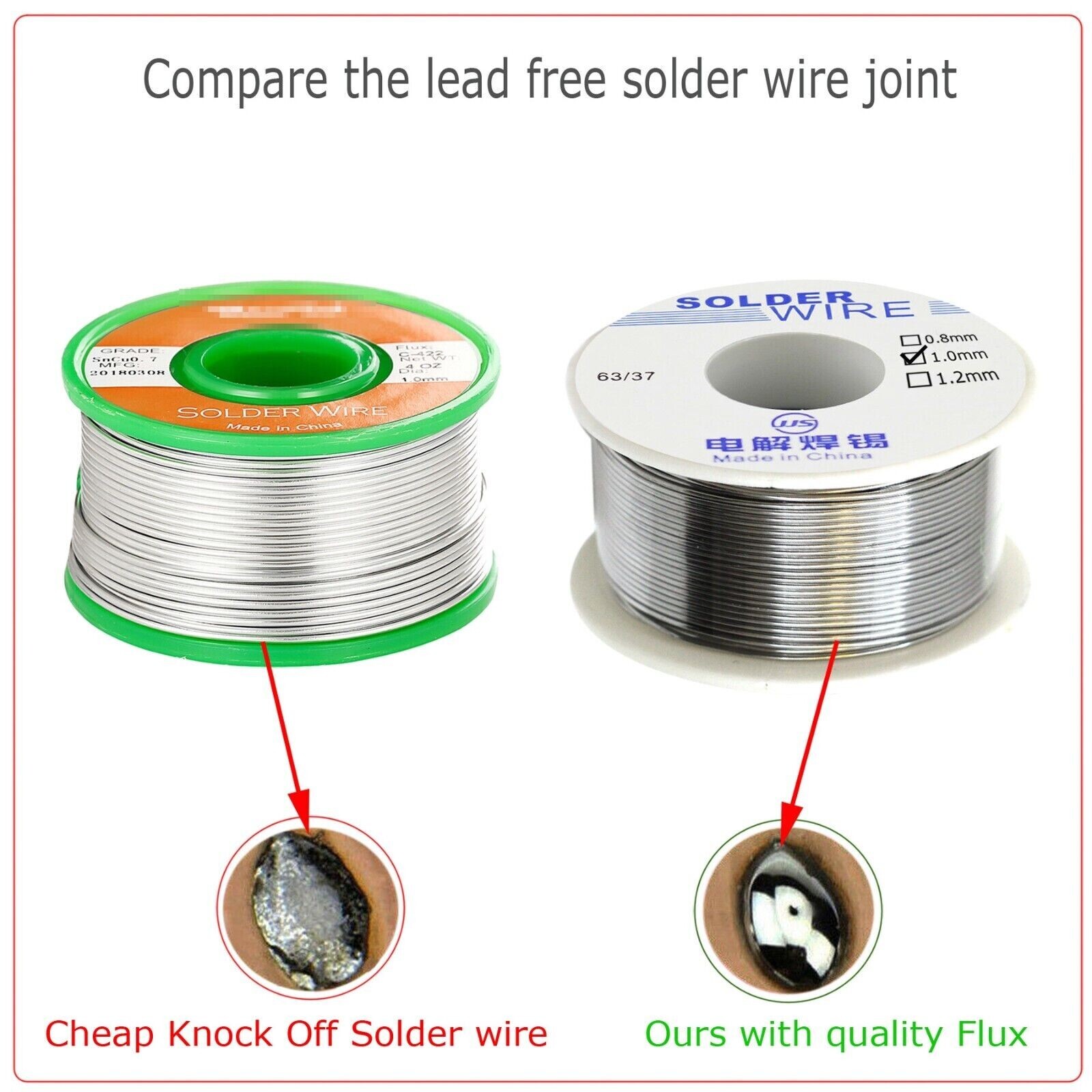 200g 63 37 Tin Rosin Core Solder Wire Electrical Soldering Sn60 Flux .031″/1.0mm