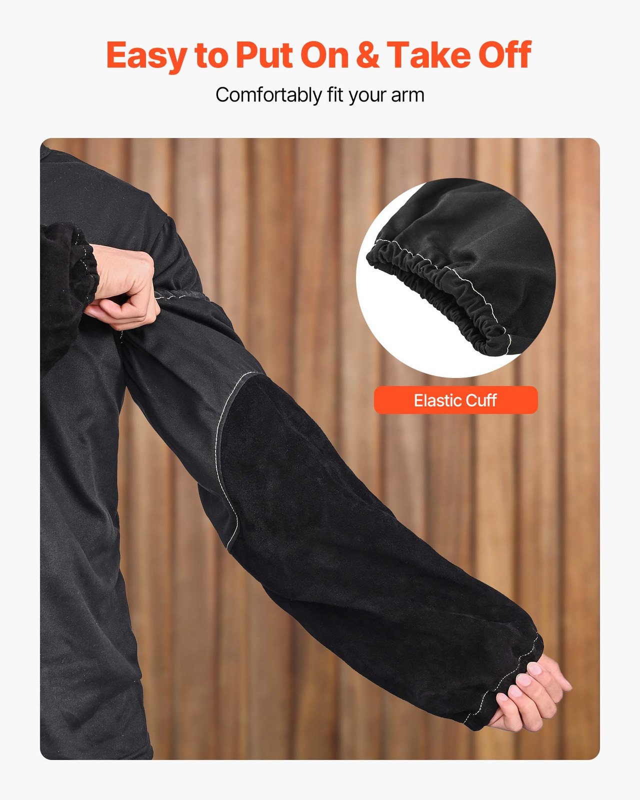 VEVOR Flame Resistant Welding Work Sleeve Heavy Duty Cowhide Leather & FR Cotton