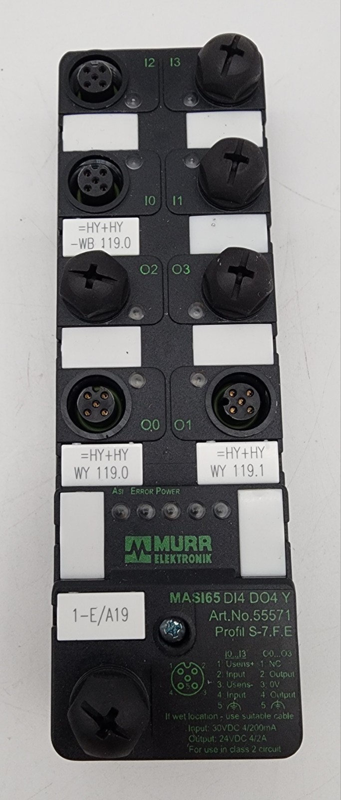 Murr 55571 MASI65 (DI4 DO4) I/O MODUL 4 channel Digital Input Out *NDA AVAILABLE